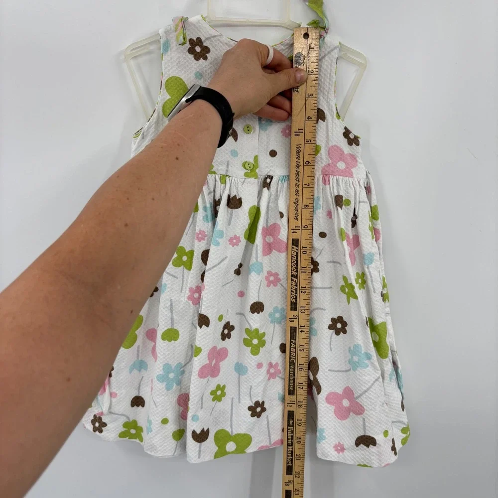 Sarah Louise Floral Dress Kids 2Y White Hand Embroidered Seersucker Easter Bows